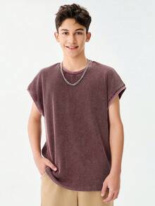 SHEIN Teen Boy Casual Faded & Distressed Wide Strap Tank Top