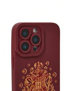 HARRY POTTER X SHEIN Collegiate Animal Badge Print Waterproof Shockproof Fashion Phone Cases, Gift Ideas - Burgundy - View 4