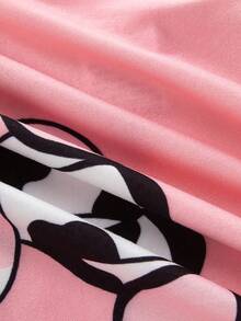 Young Girls 2pcs Tight Fit Pajama Set With Cute Cow Print On Short Sleeve Top And Shorts