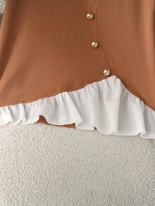 GlowEve 女士经典百搭暖色调长袖T恤，2025年秋冬新品 - 卡其色 - 查看 3