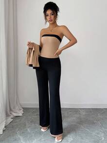 Elenzga Women's Elegant Commuter Contrast Trim Long Sleeve Top & Camisole & Pants Set - Multicolor - View 6