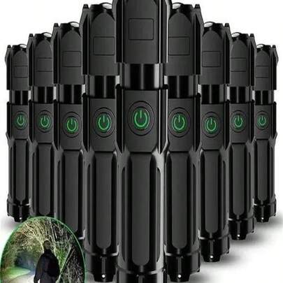 SHEIN Lanterna Recarregável Super Brilhante Multifuncional, Lanterna de LED com Foco Forte em ABS, Portátil para Uso Externo e Doméstico, Bateria Embutida, Presente de Halloween, Natal e Ação de Graças