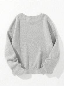 INAWLY 女式休闲宽松标语骷髅印花圆领长袖运动衫，秋冬