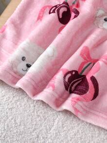 Girls' Cute Cherry Bear Print Fluffy Long Sleeve Top And Pants 2 Pieces Pajama Set - Pink - View 5