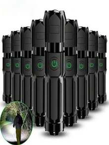 SHEIN Super Bright Rechargeable Multi-Function Torch ABS Strong Light Focusing Led Flashlight Outdoor Portable Home Built-In Battery Halloween Christmas Thanksgiving Gift