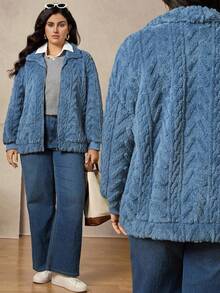 Zelara 大码女装秋冬装咖啡棕色双面珊瑚万圣节老钱风格女装哥特式大码女装万圣节服装女式羊毛连帽长袖秋冬夹克