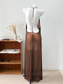 Dazy Plus Mesh Sheer Long Camisole Lingerie - Champagne - View 2