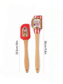 HARRY POTTER X SHEIN 2 Pcs Silicone Scraper Baking Tools Long Handle Spatula Cream Cake Christmas,Gift Ideas - Multicolor - View 3