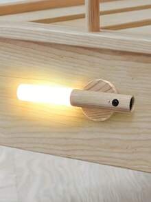 1PC Imitation Wood Grain Smart Human Body Sensor Night Light, LED Rechargeable Corridor Wall Lamp, Motion Sensor Light, USB Powered, Suitable For Bathroom, Toilet, And Corridors - warm light - View 7