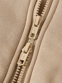 SHEIN Girlism TEENGIRL Gray Hooded Two Pieces Set, Zip-Up Hoodie And Relaxed Fit Pants, Collegiate Style Outfit, Suitable For Back To School, Street Wear Set Outfit For Women Girld Outfit Set Beige Clothes For Teen Girls Full Outfit Set Clothes Set Baige Clothes For Teen Girls