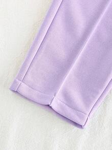 SHEIN Vintaside Kids 2 件女婴休闲长袖上衣 + 卡其色裤子套装，适合外出或居家休闲