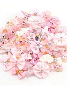 20pcs Random Style Pink Pet Rubber Band Hair Accessories, Bow Pet Princess Style Headgear, Suitable For Taking Care Of Pet Hair That Is Too Long, Pet Decorative Headgear, The Best Birthday Gift For Pets, Pet Products, Pet Accessories, Pet Hair Accessories