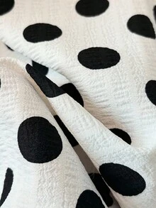 SHEIN Clasi 女士荷叶边波尔卡圆点印花无袖休闲衬衫 - 黑與白 - 查看 8