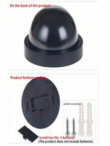 Hemisphere Realistic Surveillance Camera, Fake CCTV Dome Camera With Flashing Red LED Light
