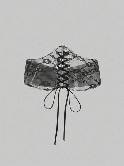 ROMWE Grunge Punk Vintage Transparent Lace-Up Fishbone Waist Belt, Fashion Versatile Accessory Suitable For Party, Gathering, Vacation, Photography