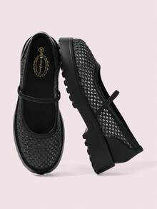 CUCCOO DOLLMOD Women's Fashion Versatile Hollow-Out Platform Shoes - Black - View 2