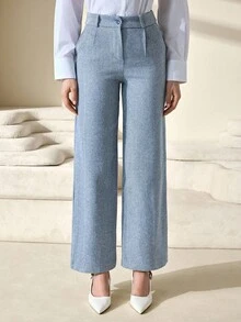 CLARA VERO Women Herringbone Pattern Toothpick Straight Leg Wide-Leg Commuter Work Pants - Multicolor - View 3