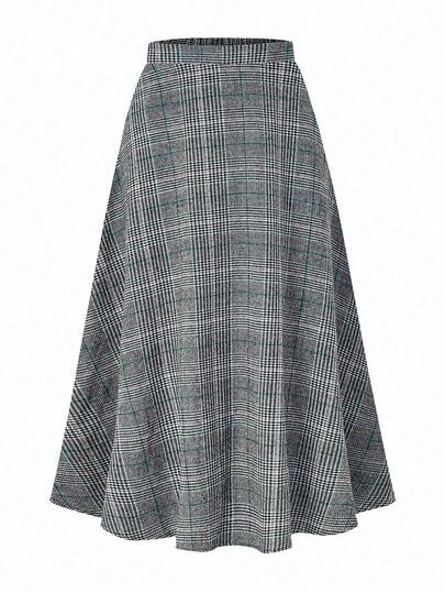 DreamSkyne 大码休闲格子裙，秋冬季百搭单品