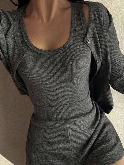 DAZY Women's Casual Gray 2-Piece Set, Autumn/Winter