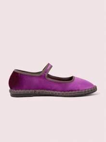 CUCCOO DOLLMOD 女士紫色优雅天鹅绒经典舒适天鹅绒玛丽珍平底鞋 - 紫羅蘭色 - 查看 3
