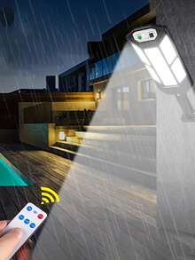 1个超亮6500K户外太阳能壁灯，带遥控器、运动传感器和43颗LED灯，适用于庭院照明，IP65防水