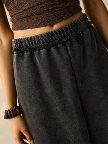 SoleilVie Halloween Women's Casual Washed Knit Washed Wide Leg Pants Sweatpants New Fall Fashion Women Halloween Costumes Back To School Pants For Y2k Women