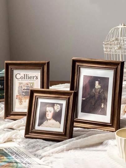 1件套高端复古棕金色相框墙饰，8x10/5x7英寸带亚光相框套装，复古相框，可用于桌面和墙面展示，咖啡色家居装饰，适用于客厅和卧室