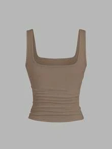 Flirla Plus Size Women Casual Solid Color Tank Top - Multicolor - View 8