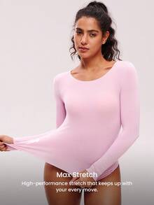 LUVLETTE Dream Curve 2ndSkin Super Soft Women's Basic Purple Crew Neck Long-Sleeve Base Layer Top Max Stretch Thermal-Balance Base Layer Long-Sleeve Top Pajama Lingerie As Outerwear - Mauve Purple - View 7