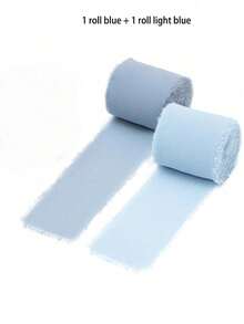 1/2/3rolls Diy Handmade Tassel Fabric Gift Packaging Chiffon Ribbon, Sky Blue 197*1.5 Inches Ribbon Suitable For Wedding Invitation, Bridal Bouquet, Gift Packaging, Diy Crafts, Bow Making,Christmas - 淺藍色 - 查看 20