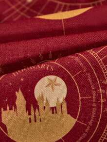 HARRY POTTER X SHEIN 1pc Thickened Non-Slip All-Over Print Table Runner, Holiday Red Table Runner, Fits Various Table Lengths 90/160/183/200cm,Christmas