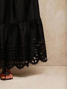 Travachic Women's Elegant Embroidered Black Long Skirt,Boho Skirts,Casual,Vacation,Holiday,Autumn,Winter,Wedding Guest,Luxury Prom,Christmas Party,New Year - Black - View 7
