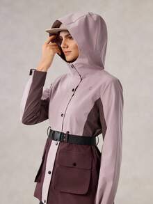 OutZeal 女式防水束腰翻盖口袋撞色户外夹克，适合秋冬徒步露营 - 彩色 - 查看 11