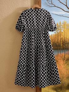 Rusticease Plus Size Women's Printed Simple Everyday Dress For Summer,Beach Dress Sundress,Holiday Outfits Boho - Black and White - View 8