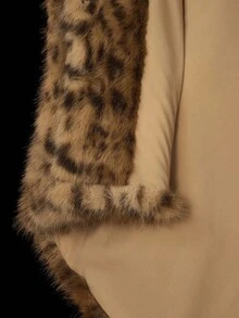 SHEIN ICON 女式仿皮草大衣，性感豹纹翻领，适合派对和日常穿着，秋冬季 - 彩色 - 查看 10