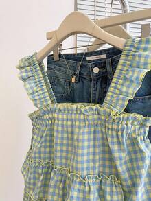 INAWLY 女士格纹休闲宽松无袖衬衫，夏季百搭 - 彩色 - 查看 6