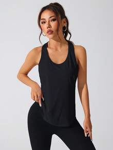 Easithlete 女士纯色圆领无袖宽肩带休闲百搭健身运动T恤 - 彩色 - 查看 6