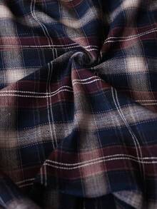 LanaWest Women's Multi-Color Plaid Traceable Fabric Lapel Button Single Pocket Design Loose Babydoll Hem Western Bohemian Casual Resort Style Street Fashion Thanksgiving Halloween Autumn/Winter New Essential Fashionable Long Sleeve Loose Thin Jacket - Multicolor - View 5