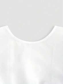 INAWLY 女士简约纯色优雅羊腿袖迷你连衣裙 - 白色 - 查看 5