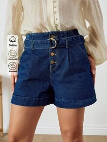 EURMUSE 高腰纸袋腰带迷你短裤