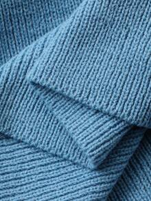 Livesso 女式无袖宽松高领针织背心 - 藍色 - 查看 8