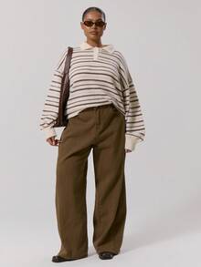 MUSERA Áo len dài tay kẻ sọc cỡ lớn kiểu rugby, mùa đông, đi học, dễ thương, mặc hàng ngày, thường ngày, dự tiệc cà phê, tiệc tối, thanh lịch, mùa xuân. - Nhiều màu - Xem 4