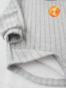 Completo di maglietta a maniche corte con spalle scoperte e orlo curvo e leggings a costine, set termico imbottito per autunno/inverno, comodo e caldo per uso interno ed esterno per ragazze