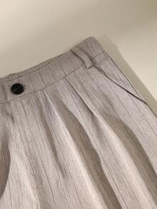 GlowEve 女士休闲通勤条纹阔腿裤 - 卡其色 - 查看 4