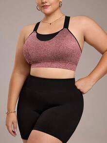 Rhythm Era 大码运动文胸，酒红色，固定罩杯，可调节肩带和腰带扣，支撑背部设计