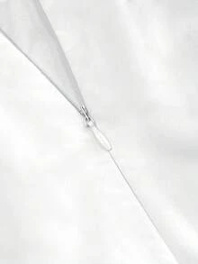 INAWLY 女士简约纯色优雅羊腿袖迷你连衣裙 - 白色 - 查看 6