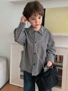DAZY 秋季幼儿男童休闲宽松条纹衬衫 - 灰色 - 查看 1