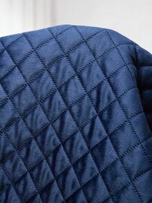 SHEIN CURVE+ Velvet Quilted Vest Thickened Jacket Navy Blue In Fall/Winter - Navy Blue - View 12