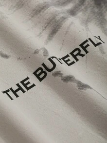 Dazy Plus Butterfly Print Pattern Loose Fit Round Neck Short Sleeve T-Shirt, Spring/Summer - Apricot - View 8