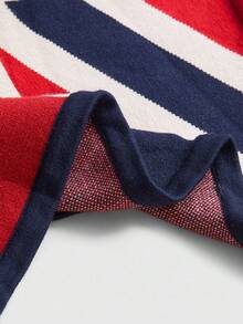 ROMWE J-Fashion Y2K 复古宽松蝙蝠袖国旗图案女式毛衣 - 藍色 - 查看 5